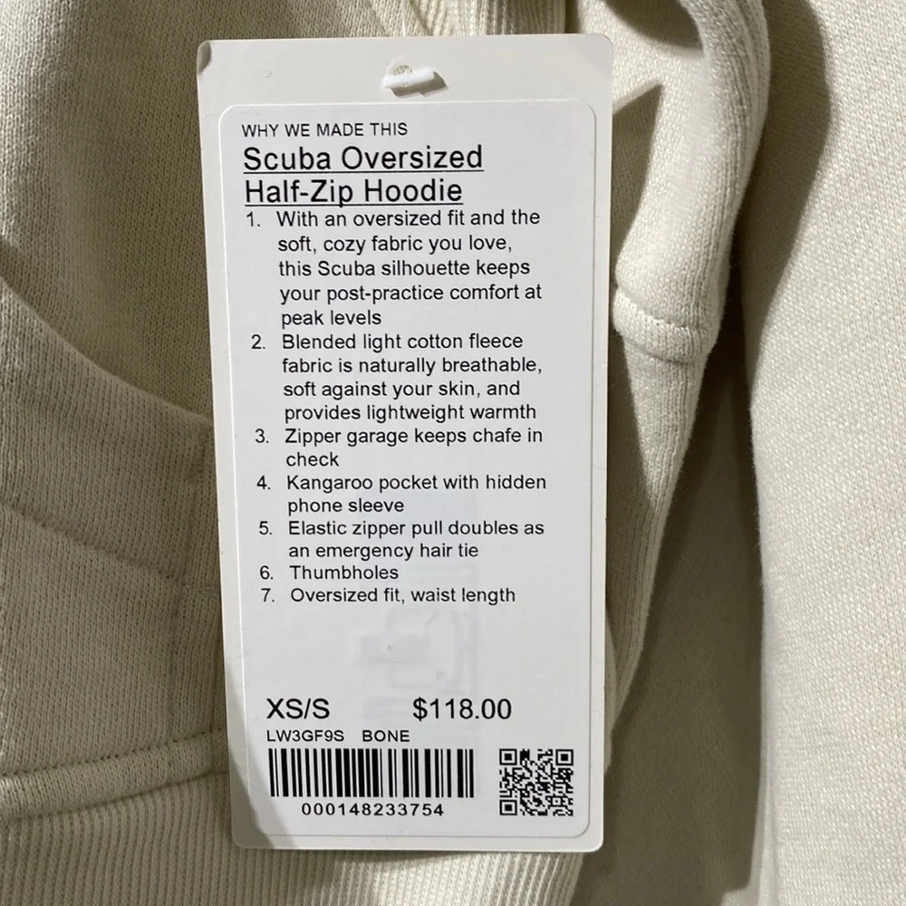 Lululemon Scuba Oversized Half Zip Hoodie BONE Gold Zip and Logo - Picture 2 of 7
